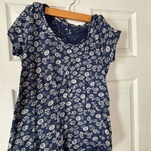 💙GAP Navy Blue Dress with White Floral Design